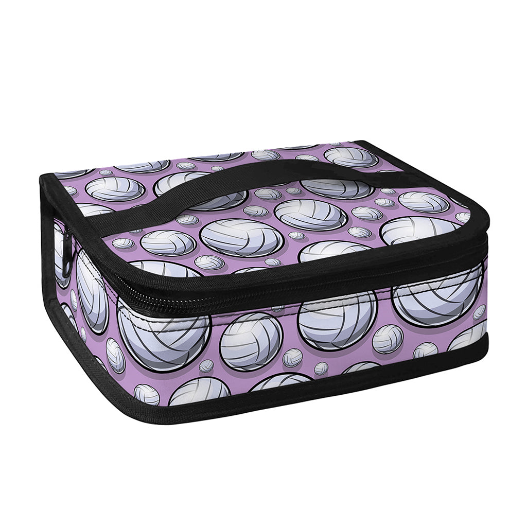 Purple And White Volleyball Print Small Lunch Bag