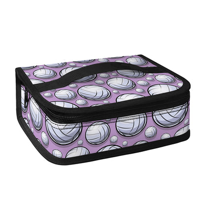 Purple And White Volleyball Print Small Lunch Bag