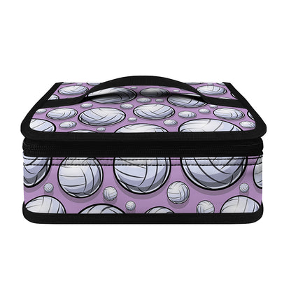 Purple And White Volleyball Print Small Lunch Bag