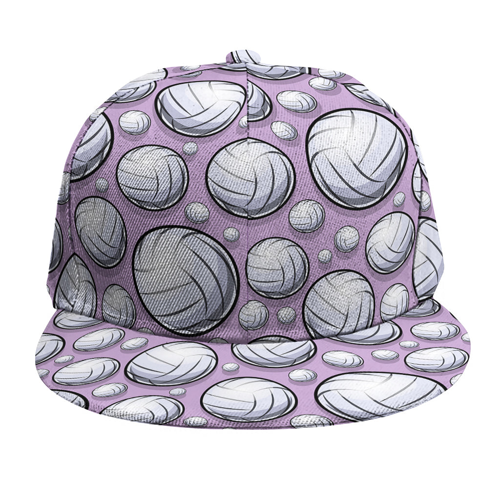 Purple And White Volleyball Print Snapback Cap