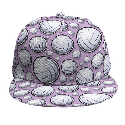 Purple And White Volleyball Print Snapback Cap