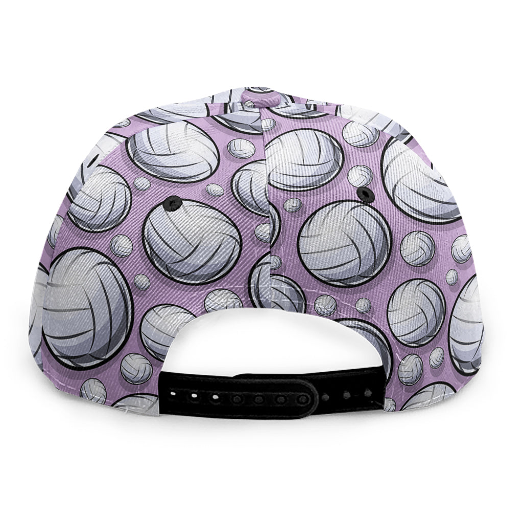 Purple And White Volleyball Print Snapback Cap