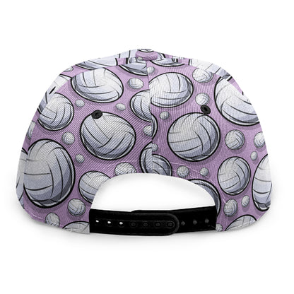 Purple And White Volleyball Print Snapback Cap