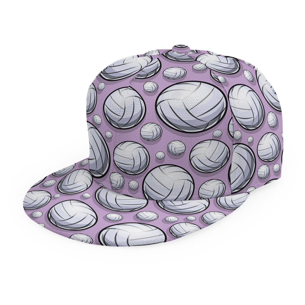 Purple And White Volleyball Print Snapback Cap