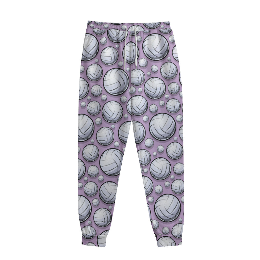 Purple And White Volleyball Print Sweatpants