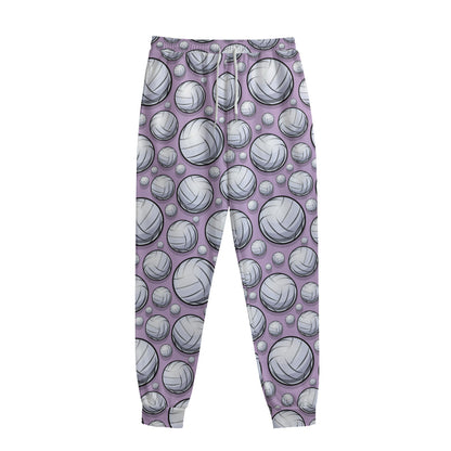 Purple And White Volleyball Print Sweatpants
