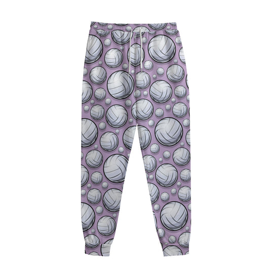 Purple And White Volleyball Print Sweatpants