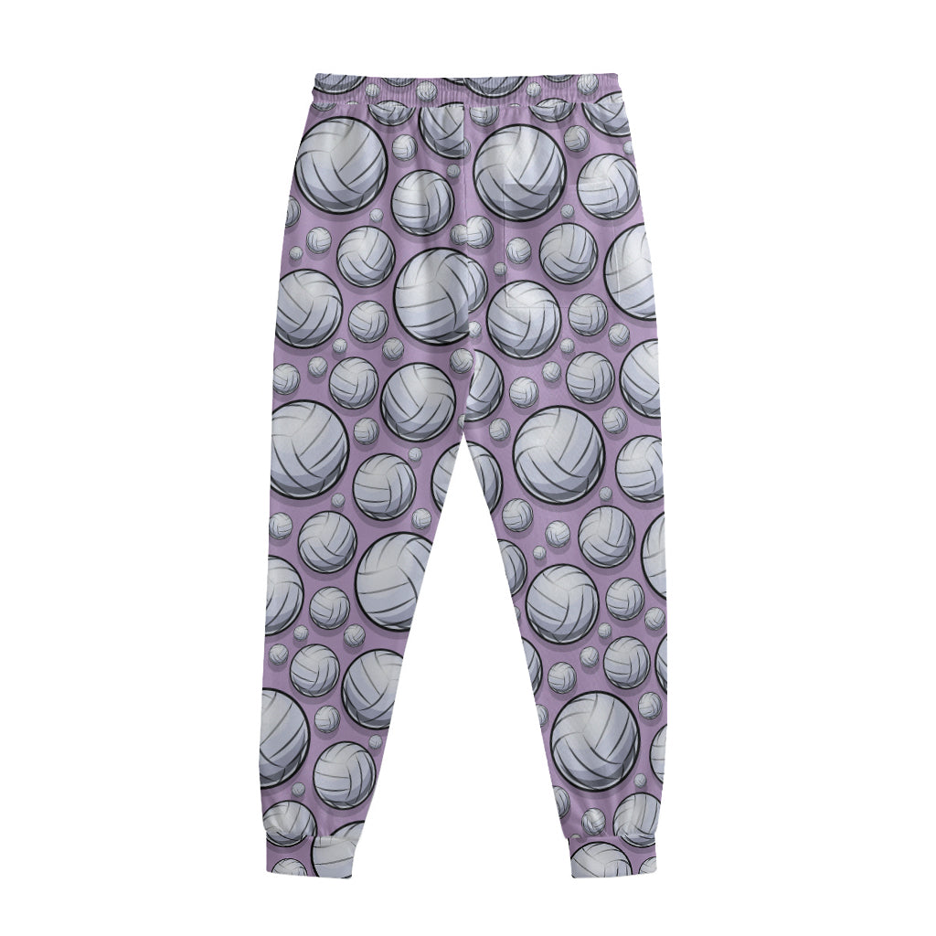 Purple And White Volleyball Print Sweatpants