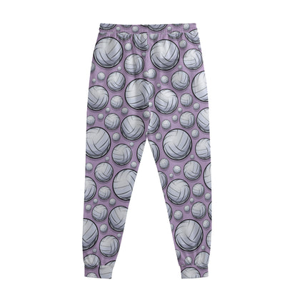 Purple And White Volleyball Print Sweatpants
