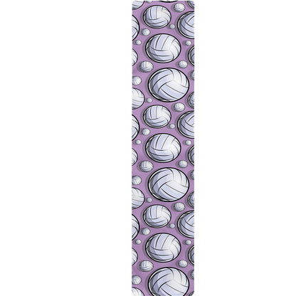 Purple And White Volleyball Print Table Runner