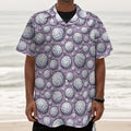 Purple And White Volleyball Print Textured Short Sleeve Shirt