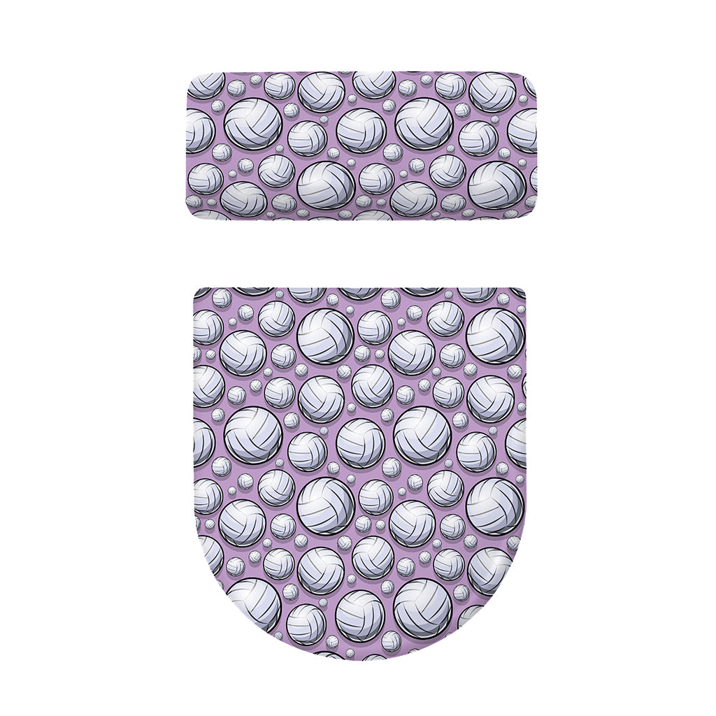 Purple And White Volleyball Print Toilet Lid And Tank Cover Set