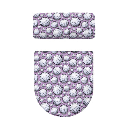 Purple And White Volleyball Print Toilet Lid And Tank Cover Set
