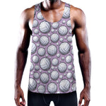 Purple And White Volleyball Print Training Tank Top