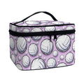 Purple And White Volleyball Print Travel Makeup Bag