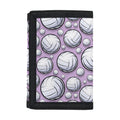Purple And White Volleyball Print Trifold Wallet