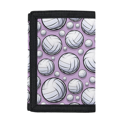 Purple And White Volleyball Print Trifold Wallet