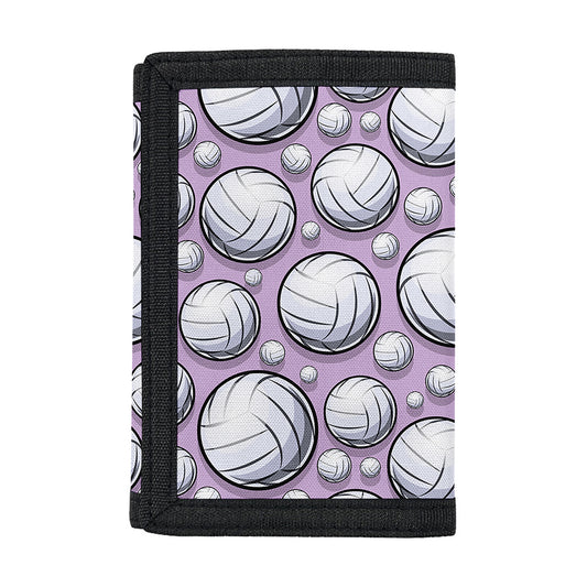 Purple And White Volleyball Print Trifold Wallet