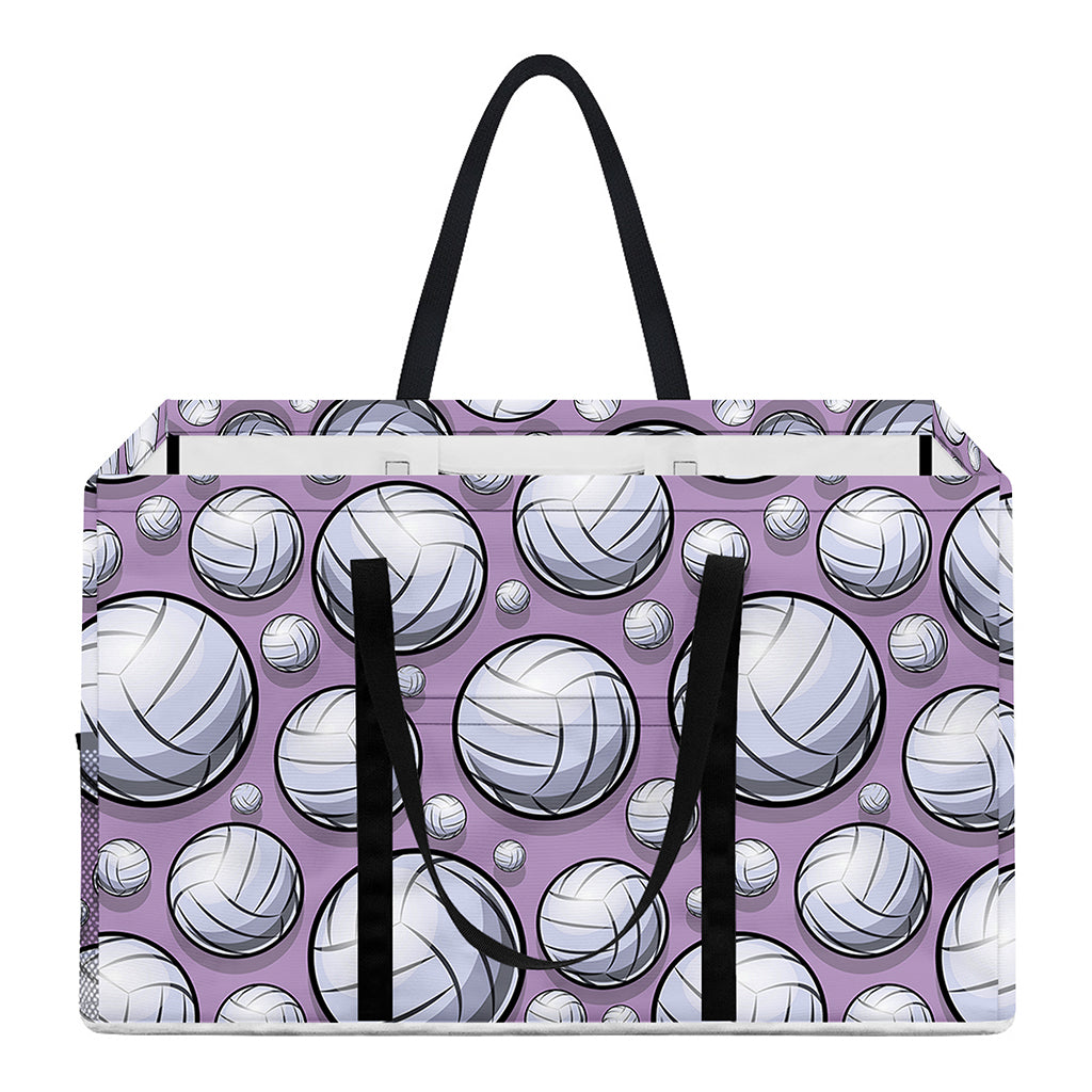 Purple And White Volleyball Print Utility Tote Bag