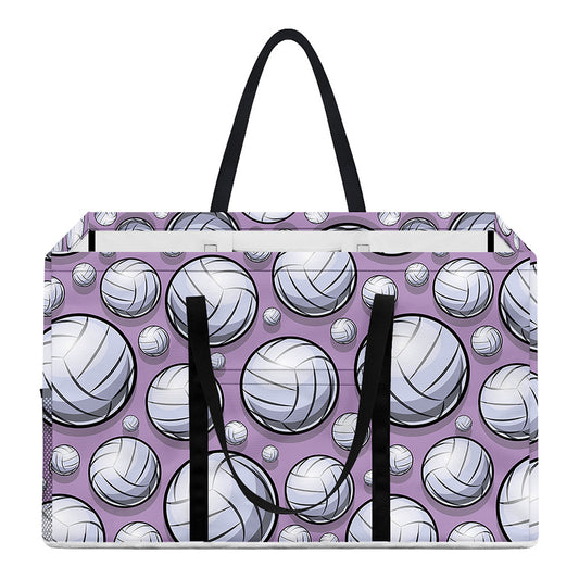 Purple And White Volleyball Print Utility Tote Bag