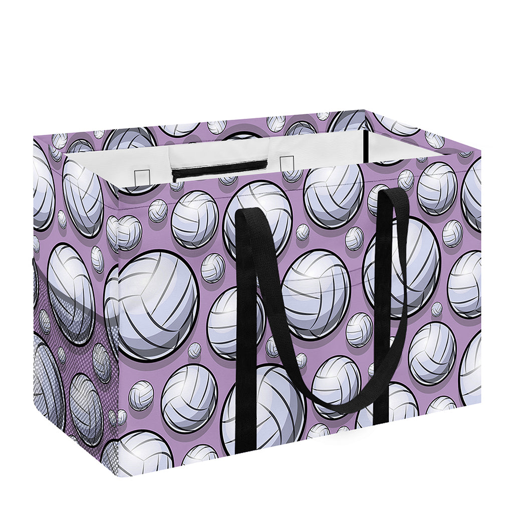 Purple And White Volleyball Print Utility Tote Bag