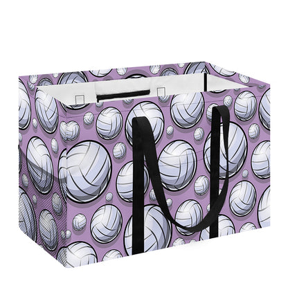 Purple And White Volleyball Print Utility Tote Bag