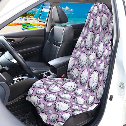Purple And White Volleyball Print Waterproof Car Seat Cover