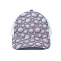 Purple And White Volleyball Print White Mesh Trucker Hat