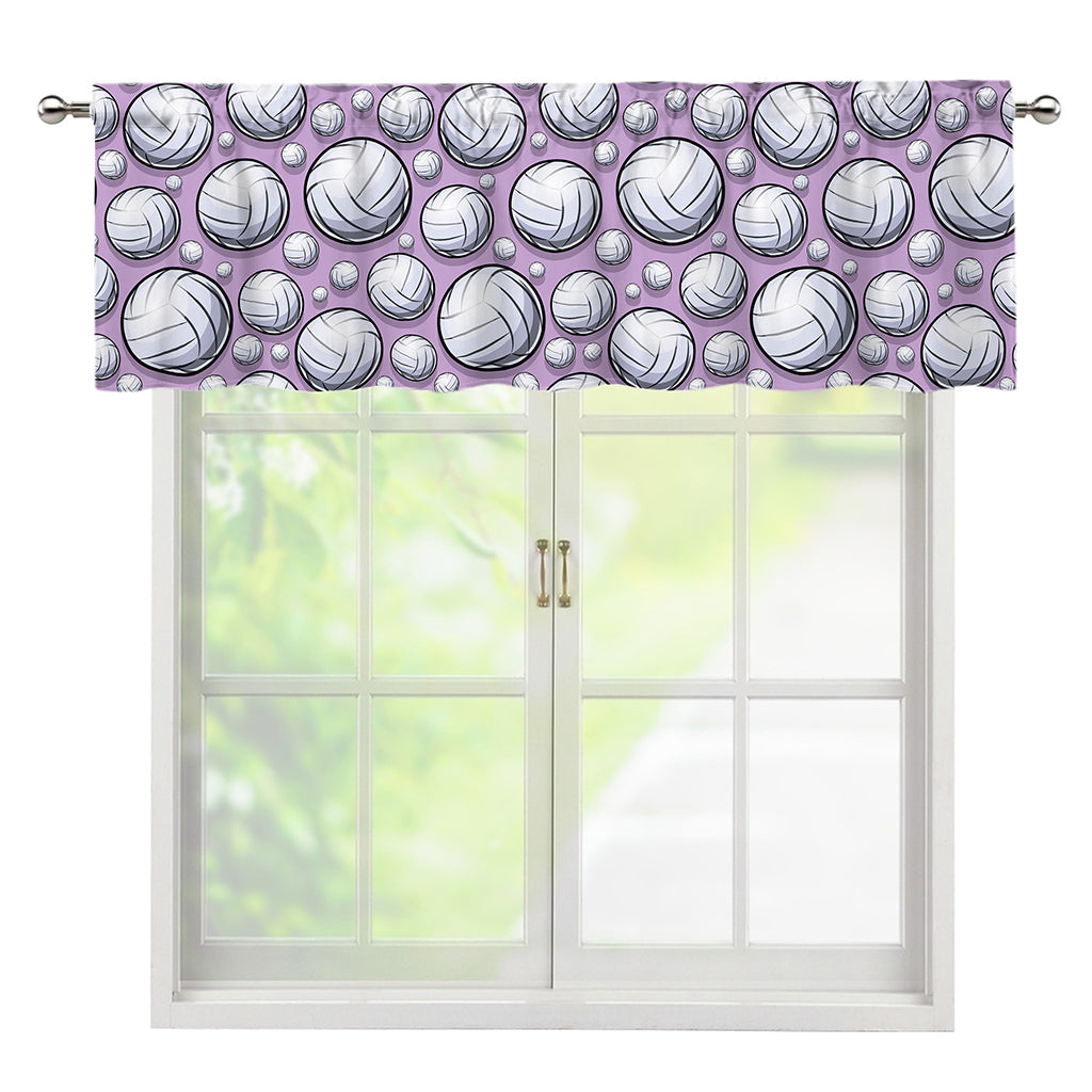 Purple And White Volleyball Print Window Valance