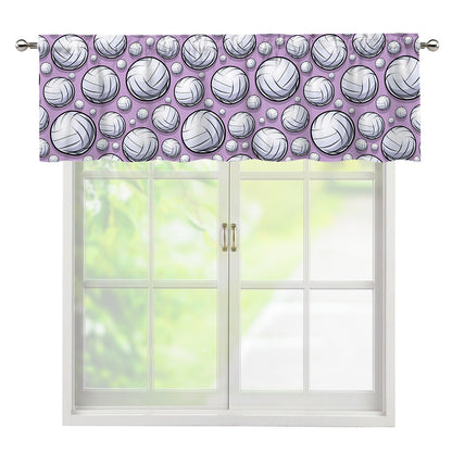 Purple And White Volleyball Print Window Valance