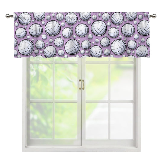 Purple And White Volleyball Print Window Valance