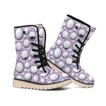 Purple And White Volleyball Print Winter Boots