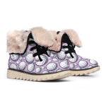 Purple And White Volleyball Print Winter Boots