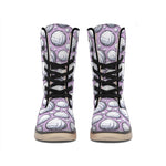 Purple And White Volleyball Print Winter Boots