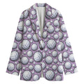 Purple And White Volleyball Print Women's Blazer