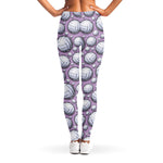 Purple And White Volleyball Print Women's Leggings