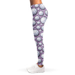 Purple And White Volleyball Print Women's Leggings