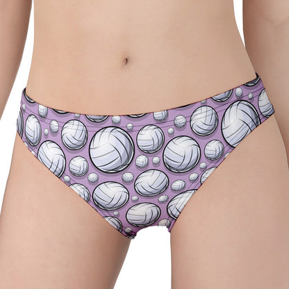 Purple And White Volleyball Print Women's Panties