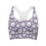 Purple And White Volleyball Print Women's Sports Bra
