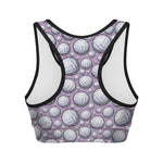 Purple And White Volleyball Print Women's Sports Bra