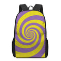 Purple And Yellow Spiral Illusion Print 17 Inch Backpack