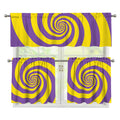 Purple And Yellow Spiral Illusion Print 3 Piece Kitchen Curtains