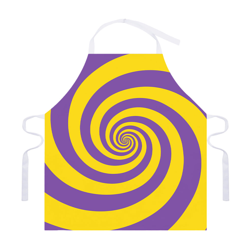 Purple And Yellow Spiral Illusion Print Adjustable Apron