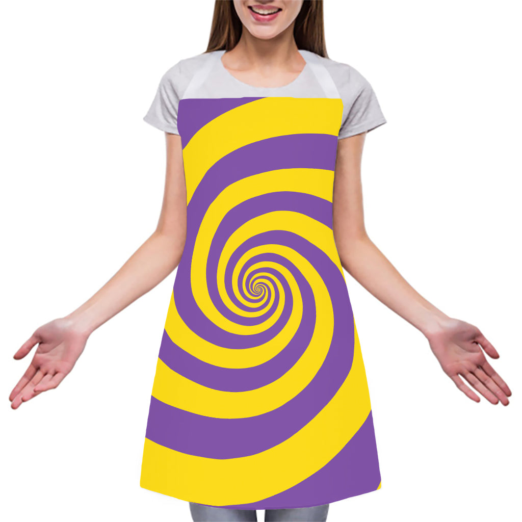 Purple And Yellow Spiral Illusion Print Adjustable Apron