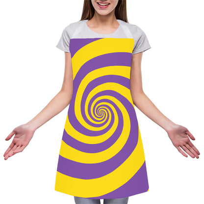 Purple And Yellow Spiral Illusion Print Adjustable Apron