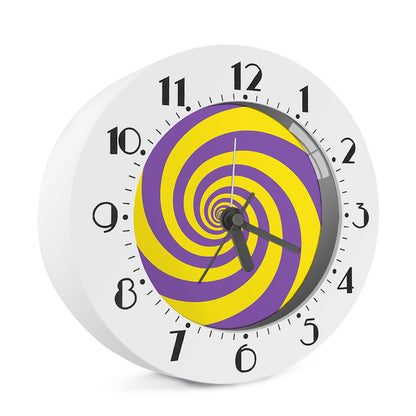Purple And Yellow Spiral Illusion Print Alarm Clock