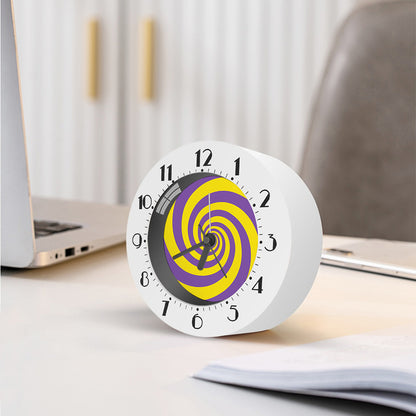Purple And Yellow Spiral Illusion Print Alarm Clock