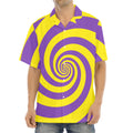 Purple And Yellow Spiral Illusion Print Aloha Shirt