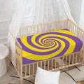 Purple And Yellow Spiral Illusion Print Baby Crib Sheet