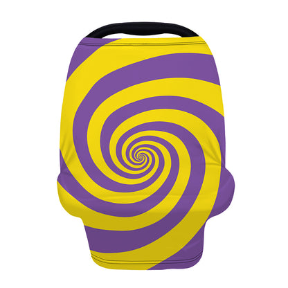 Purple And Yellow Spiral Illusion Print Baby Seat Cover